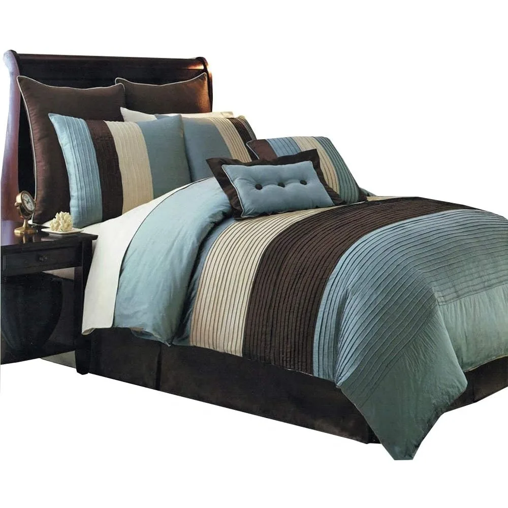 مجموعة لحاف هدسون تيل بلو كوين الفاخرة المكونة من 12 قطعة تتضمن لحافًا وتنورة سرير ووسادة شمس ووسائد زخرفية #2