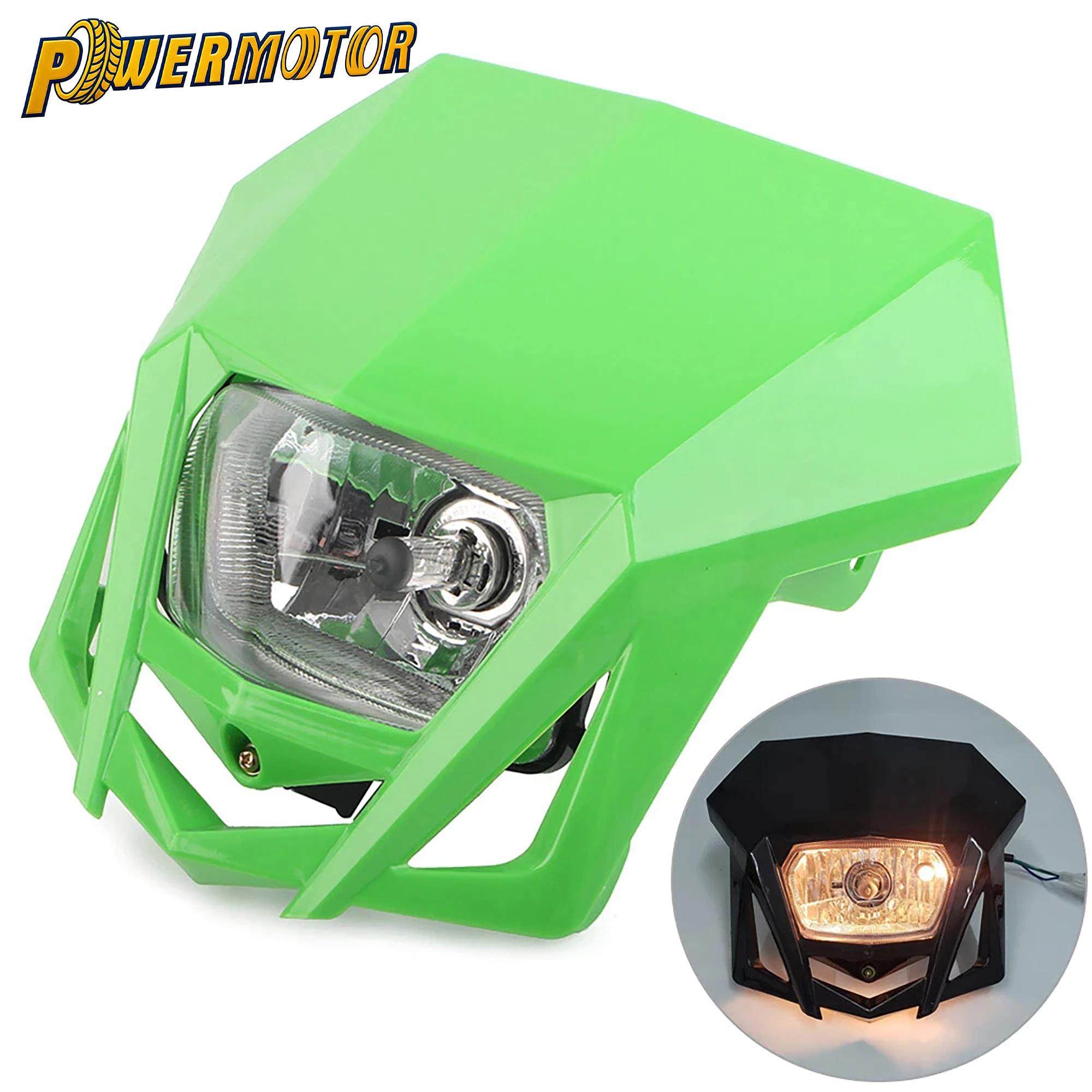 

Motorcycle Halogen Headlamp H4 Wick Assembly Dirt Bike Motocross Headlight Modified For Honda XR 250 CRF 450 Kawasaki KDX125 KLX