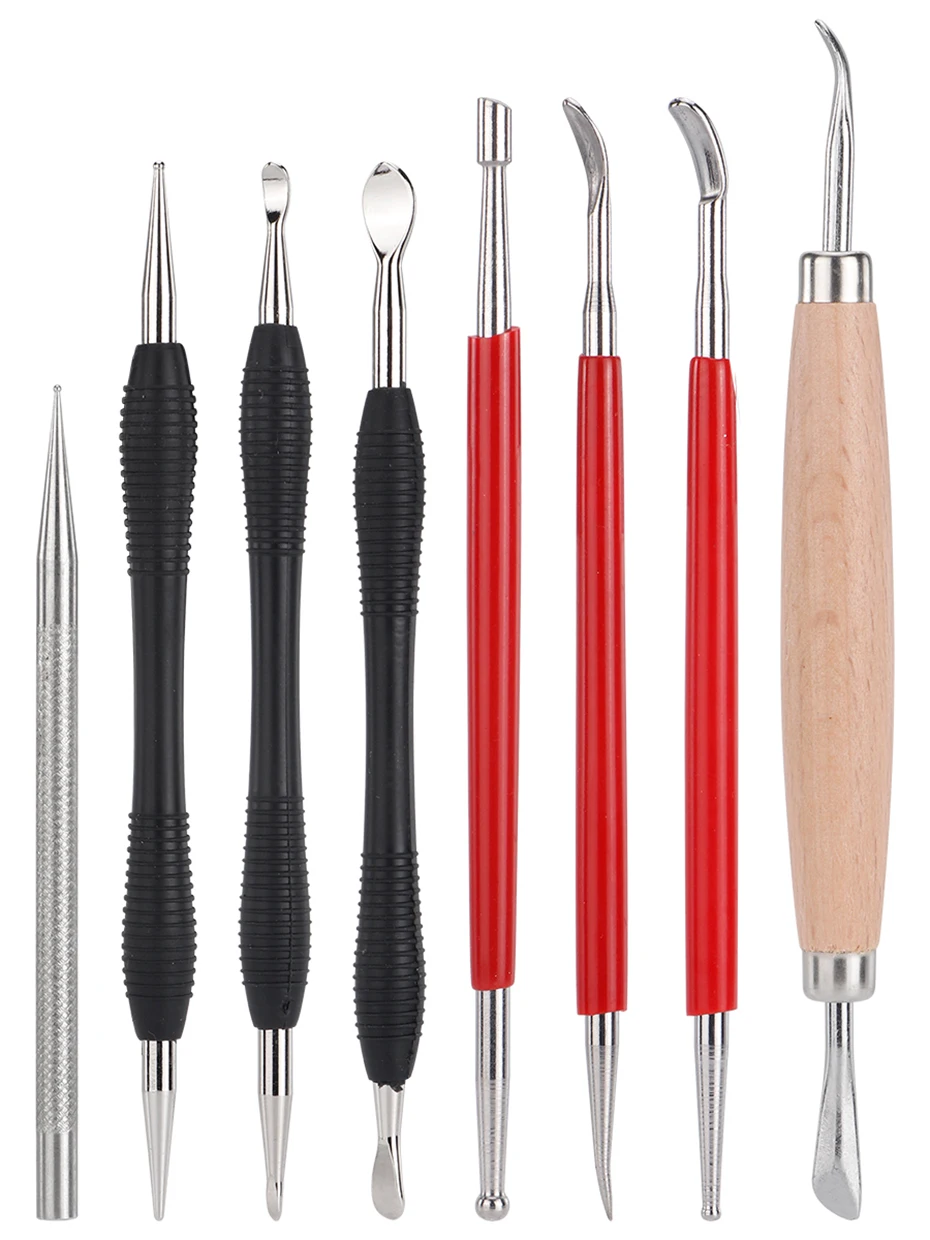 Qjh Leder Modellierung Schnitzwerk zeuge Set Modell ier punkt Stift Löffel Leder Präge Werkzeugs atz Leder Handwerk Modell ier werkzeuge Set – Detail 1