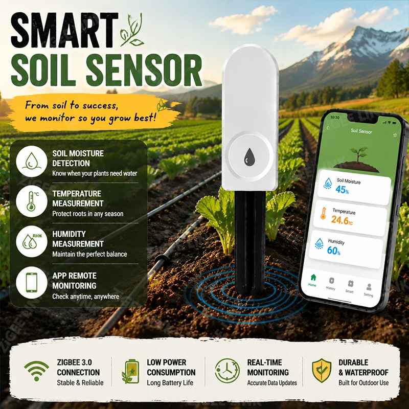 Smart Garden Domes - สมาร์ทไลฟ์ ซิกบี 3.0 เซ็นเซอร์วัดความชื้นในดิน เครื่องวัดอุณหภูมิและความชื้นในอากาศ เทอร์โมมิเตอร์