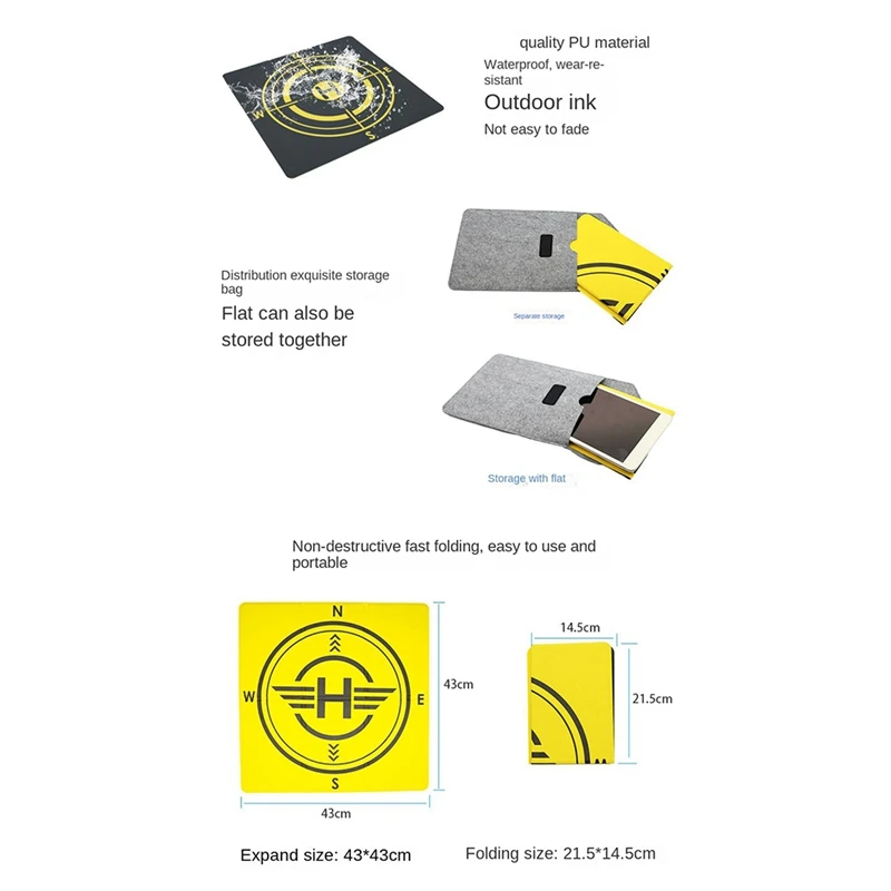 Drone Landing Pad, Double-Sided & Double-Color, Suitable For A Variety Of Venues, Waterproof & Durables