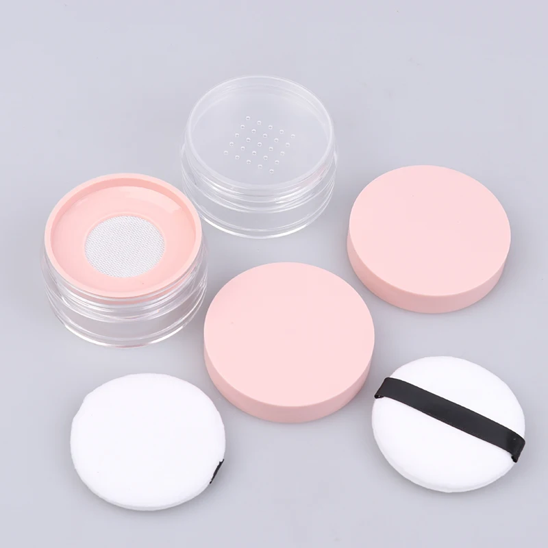 30g Tragbare Kunststoff Pulver Box Handheld Leere Lose Pulver Topf Mit Sieb Kosmetische Reise Make-Up Schönheit Jar Sieb Container