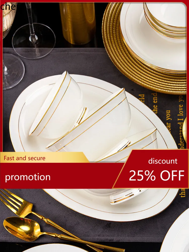 

H1 dish set for homenew arrival ceramic bowl and plate housewarming bone china tableware combination