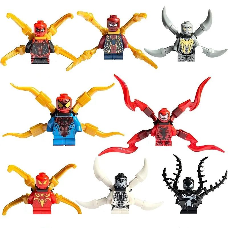 24/12/8 قطعة، مارفل خارقة الرجل الحديدي، الرجل العنكبوت، كابتن أمريكا، هدايا لعبة تجميع الأطفال، مكعبات بناء صغيرة