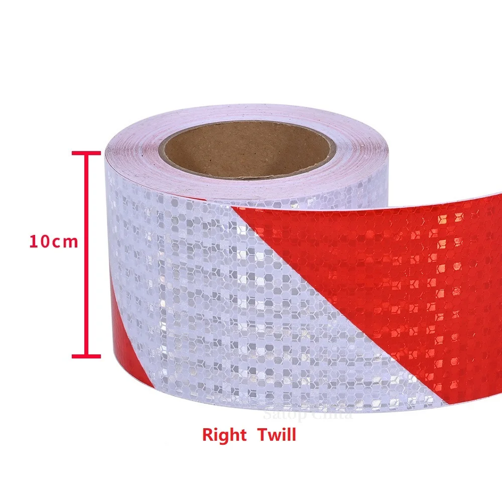 10cm*10m Waterproof Self-Adhesive Reflective Material Left Right Twill Tapes Safety Warning Outdoor Reflectors Stickers For Car