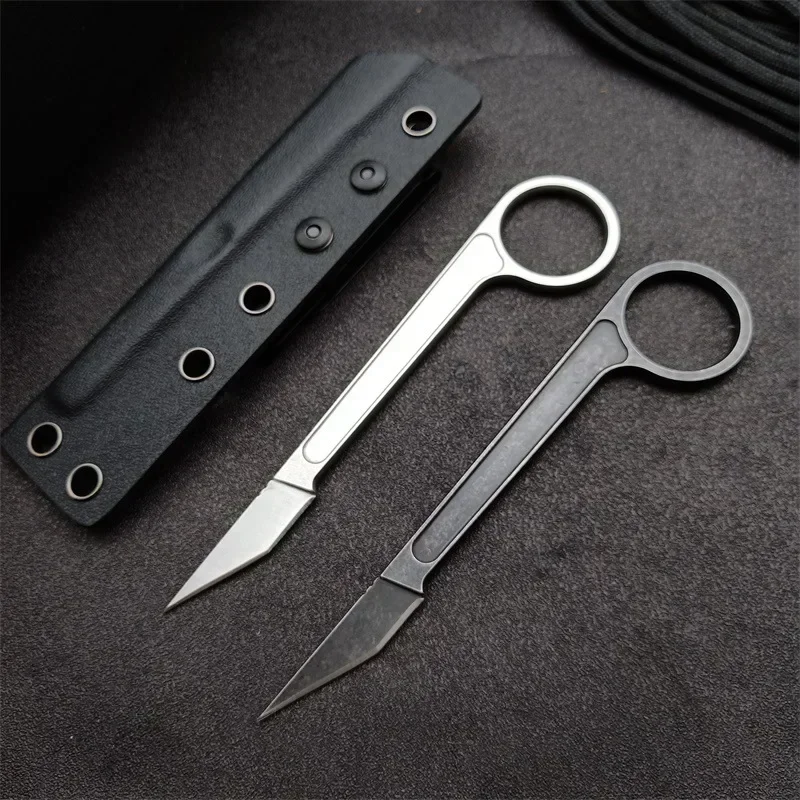 Portable Kitchen Household Utility Knife Mini Straight Knife Neck Knife Fruit Peeling Fixed Knife with Kydex Sheath