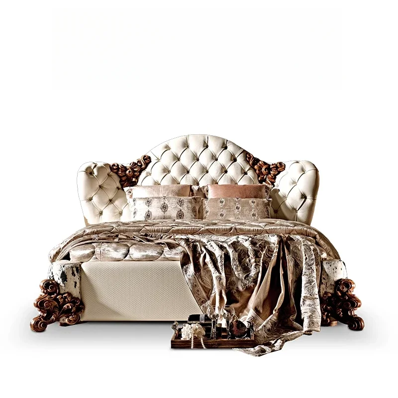 Italian first-layer cowhide double bed