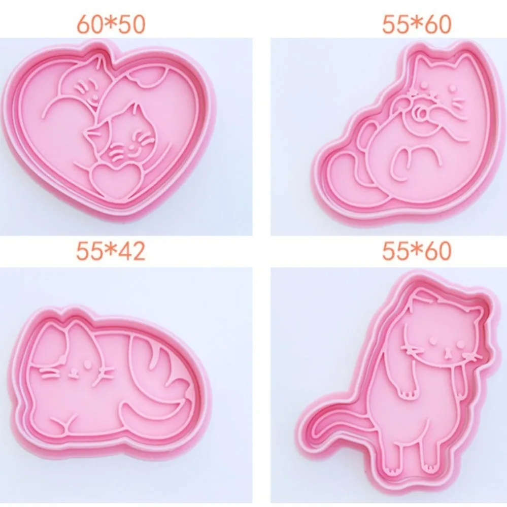 Cute Cat Cookie Cutters Biscuit Mold Stamp Kitchen Baking Pastry Bakeware Dessert Baking Supplies 6