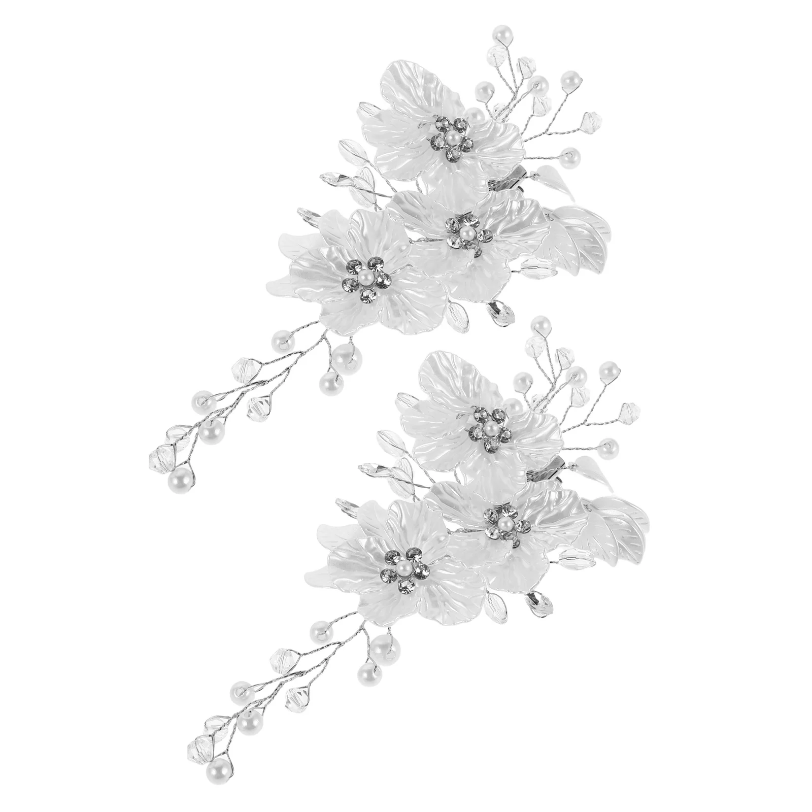 

2Pcs Bridal Hair Clips Pearl Flower Accessories for Wedding Updo Rhinestone Bride Headpiece Bridesmaid Pearl Bride Hair Clips