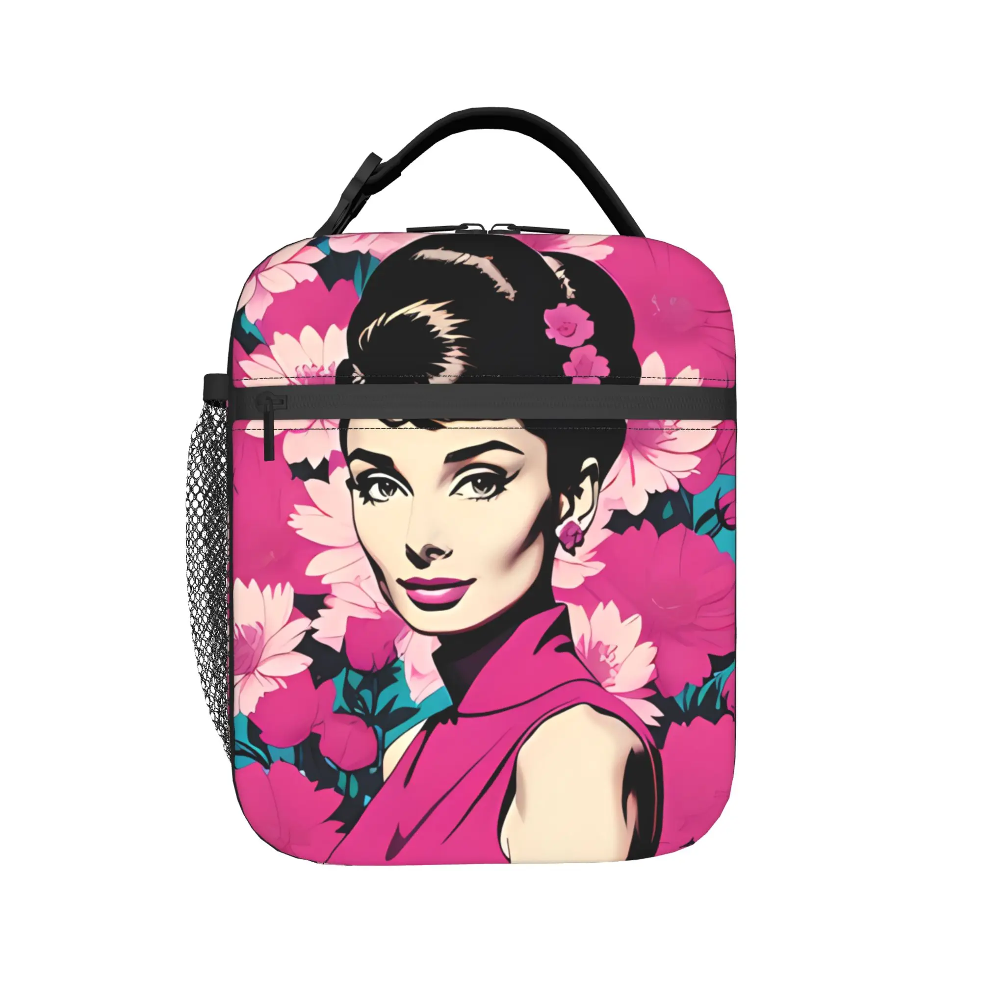 Audrey Hepburn Lunch Bag Picnic Portable Zipper Lunch Box For Child  Oxford Graphic Cooler Bag