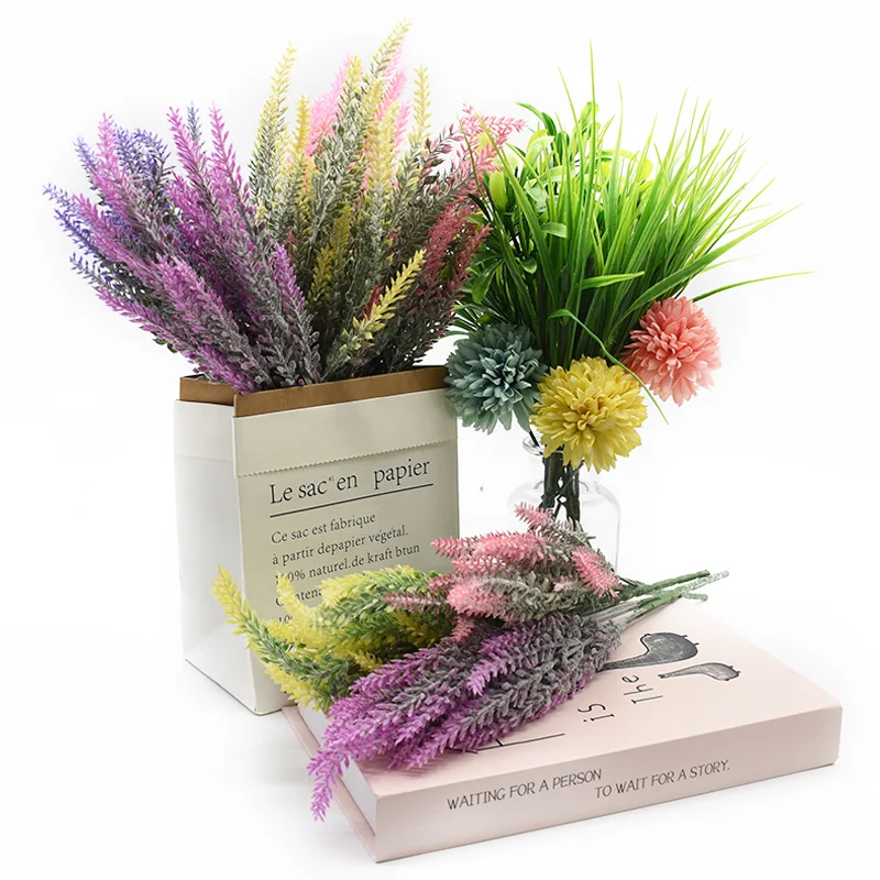 5/10pcالصناعي البلاستيك زهرة الخزامى متعدد الألوان المزهريات ديكور غرفة المنزل الزفاف الزفاف عقد الزهور المواد منتجات المنزل