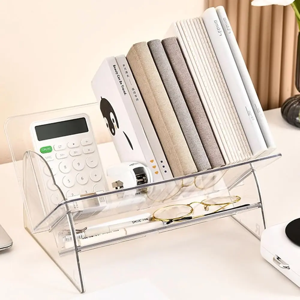 

Acrylic Desktop Bookshelf, Detachable Bookcase, Clear Book Organizer, Book/Cd/Magazine Ra For Office/Study Room Library/Home