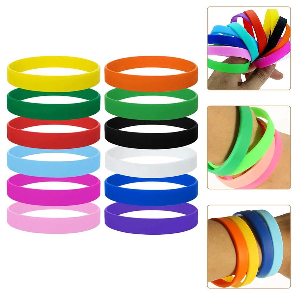 

12pcs Party Bracelets Silicone Wristbands For Fluorescent Rubber Waterproof Stretchable Birthday Festival Theme Classroom
