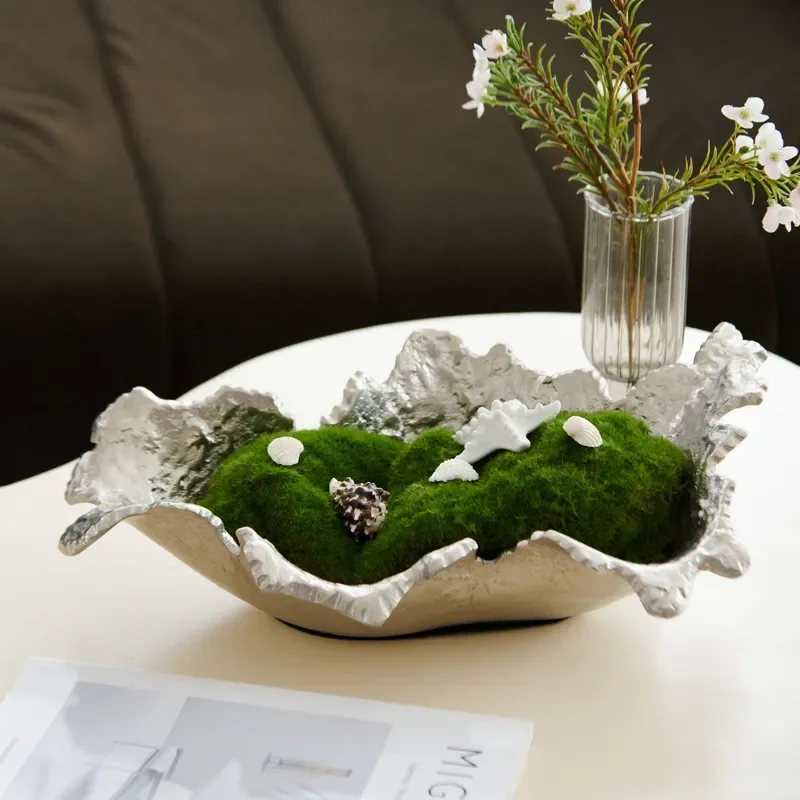 Modern Irregular Oval Aluminum Bowl Silver Bronze Finish Decorative Tray for Living Room Home Ornament Storage Container