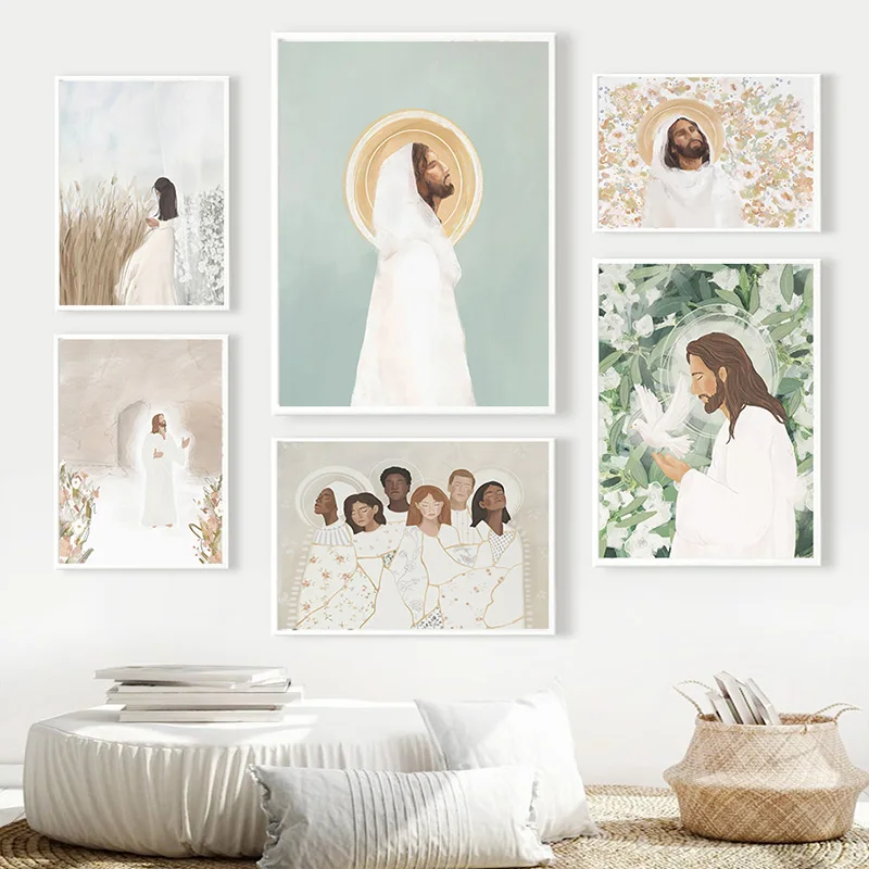 1pcs(No frame) Nordic Christ Jesus God Savior Peace Dove Choir Wall Art Canvas Painting Posters And Prints Wall Pictures For L