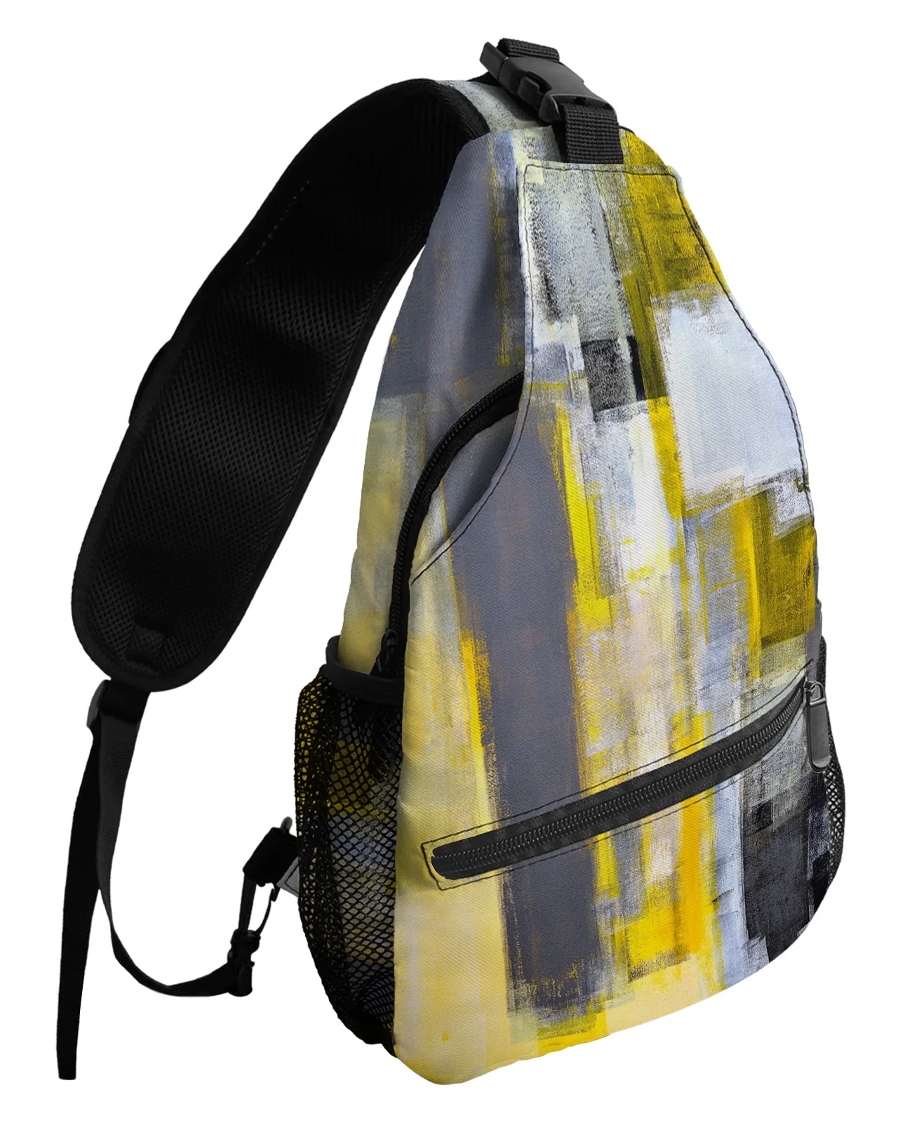 Oil Painting Abstract Geometric Yellow Chest Bags For Women Men Waterproof Messenger Bags Sport One Shoulder Crossbody Bag