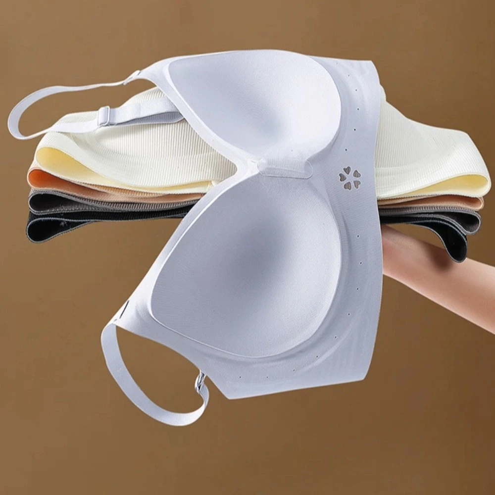 Traceless Draadloze Diepe V-bh Schokbestendig Nauwsluitende Beha voor Vrouwen Verzamelde Borsten Kersenbloesem Vorm Naadloze Bh's