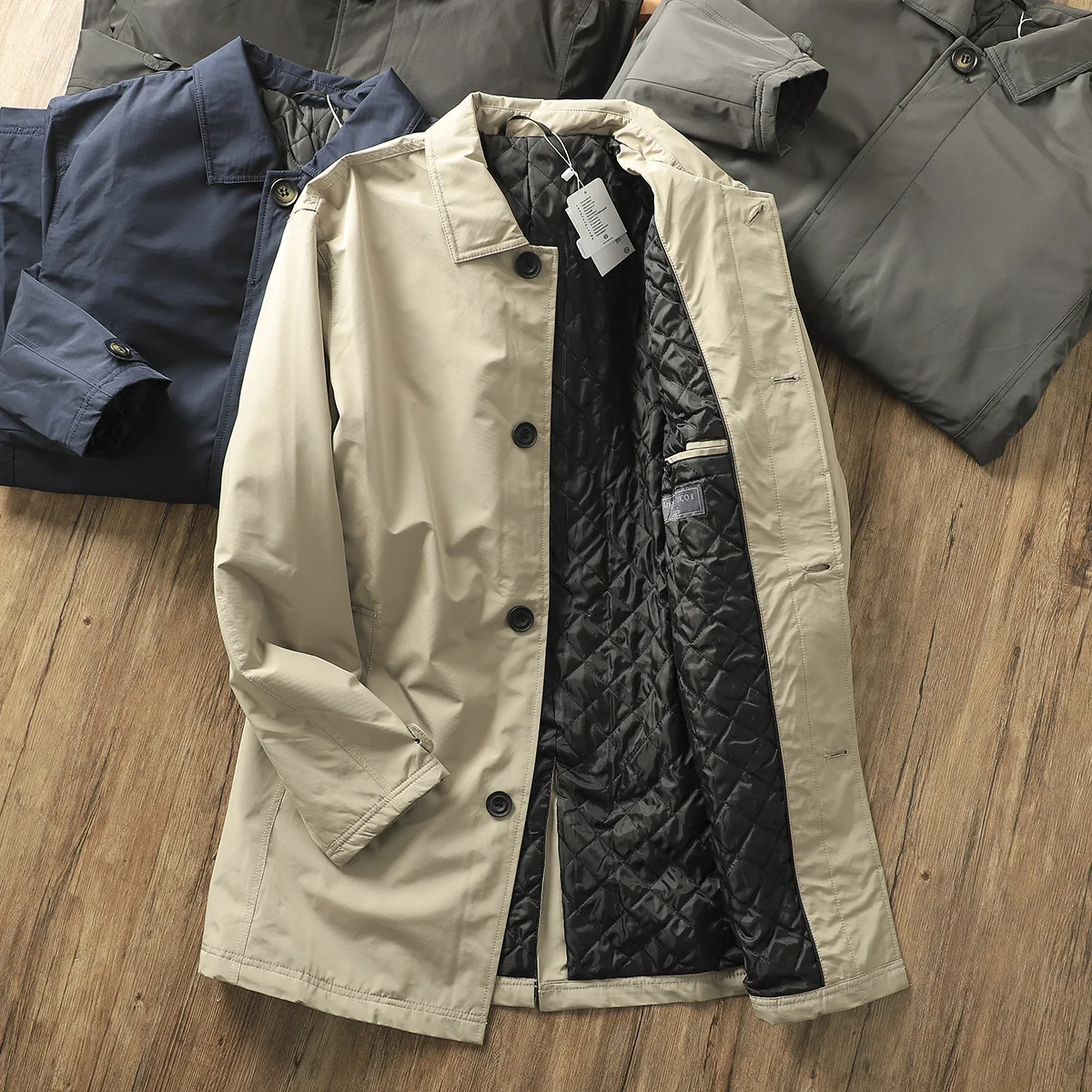 

Men's Mid-Length Cotton-Padded Windproof Waterproof Warm Busin Coat Autumn Winter Faion Outerwear Casual Loose Fit