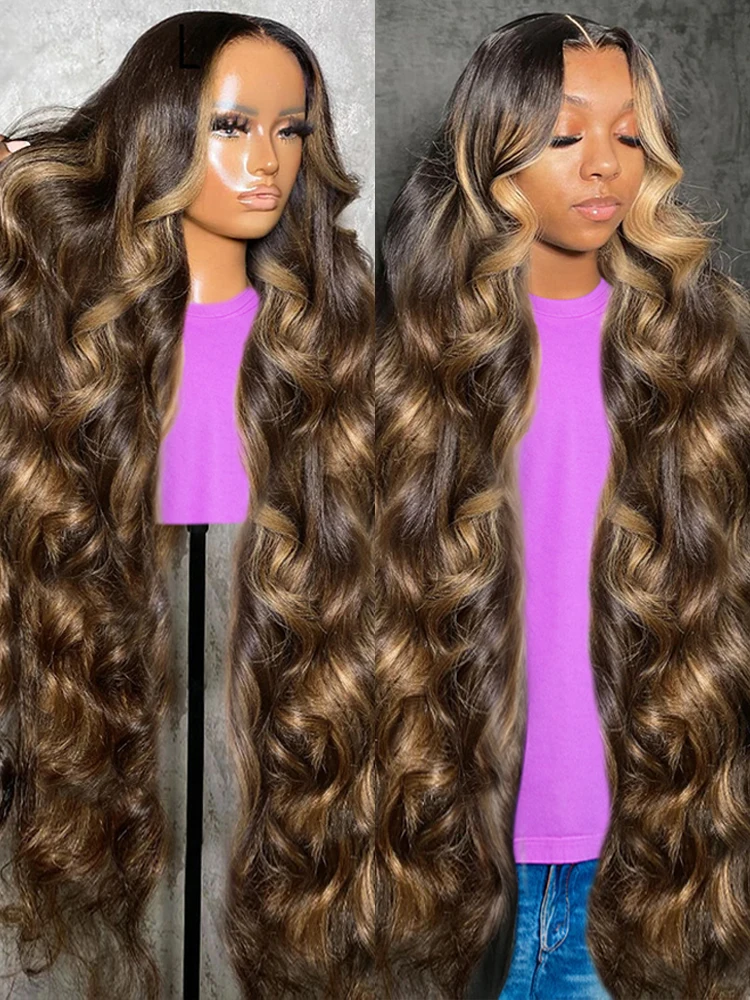 

Highlight 13×4 13x6 Body Wave Lace Front Wig Human Hair Colored Brazilian HD Transparent Lace Frontal Human Hair Wigs For Women