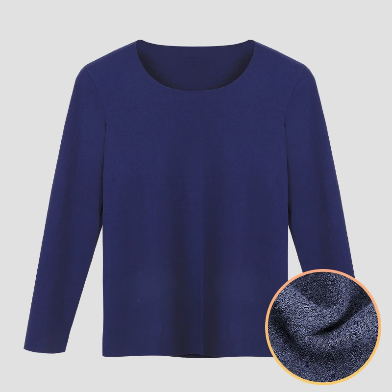 

Men's Fleece-Lined Thickened Autumn and Winter Thermal Top, Slim-Fit Long-Sleeve Base Layer Shirt with Round Neck, Basic Underwear