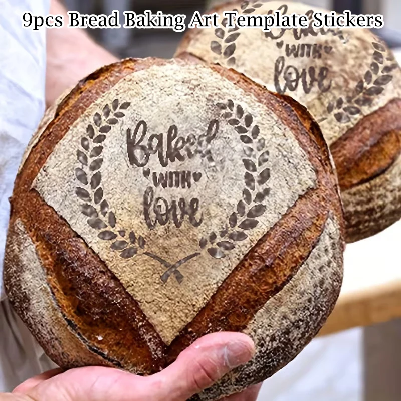 9-piece Reusable Bread Baking Template, 5.9 X 5.9 Inches - For Artistic Decoration, Baking Decoration Template