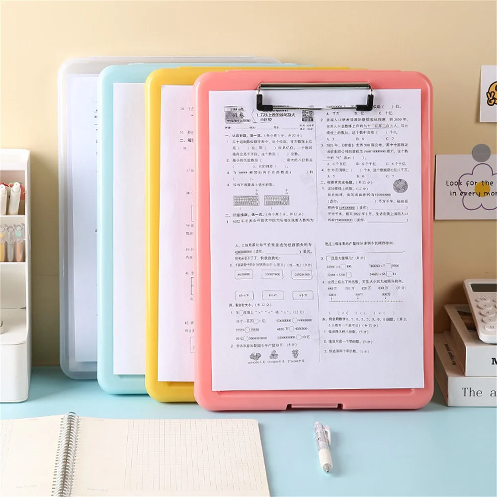 A4 Plastic Clipboard Writing Pad with File Box Case Document File Folders Clipboard With Storage For Paperwork Nurse Stationery