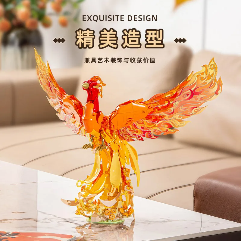 Phoenix With Blossoms Light-Up Assembly Toy Model Home Decor Gift Adult Advanced Difficulty Friends Couples Birthday Present