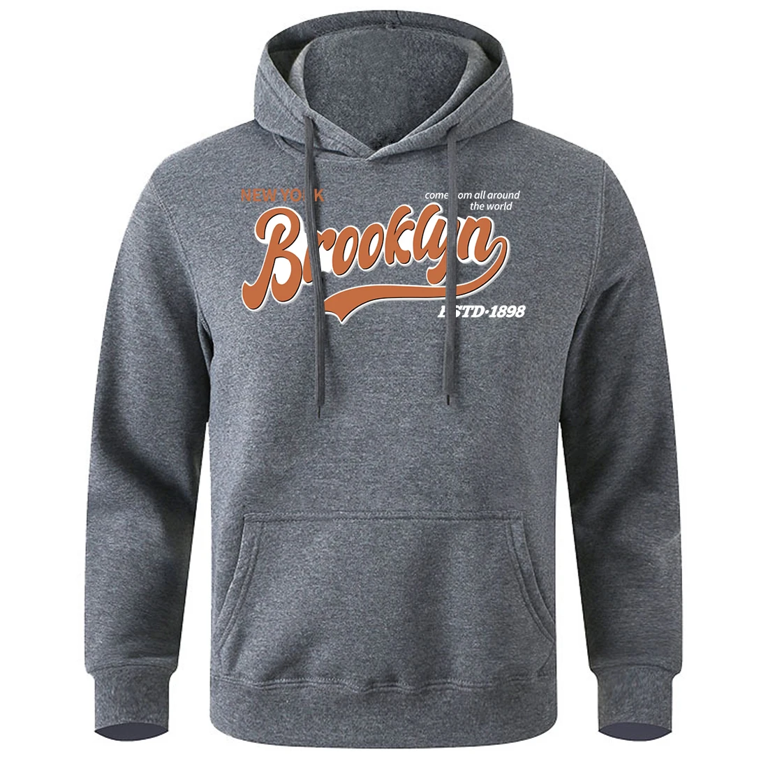 

Brooklyn New York Estd 1898 Hip Hop Print Man Hoodies Soft Breathable Fleece Hoodie Graphic Funny Hooded Loose O-Neck Tracksuit