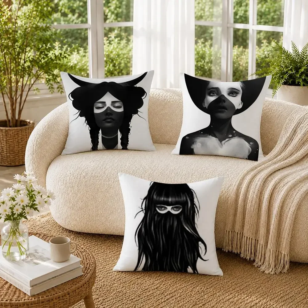 New Black White Style Wonder Girl Cushion Cover Pillowcase Sofa Living Room Home Gift Office Decor Protective Covers