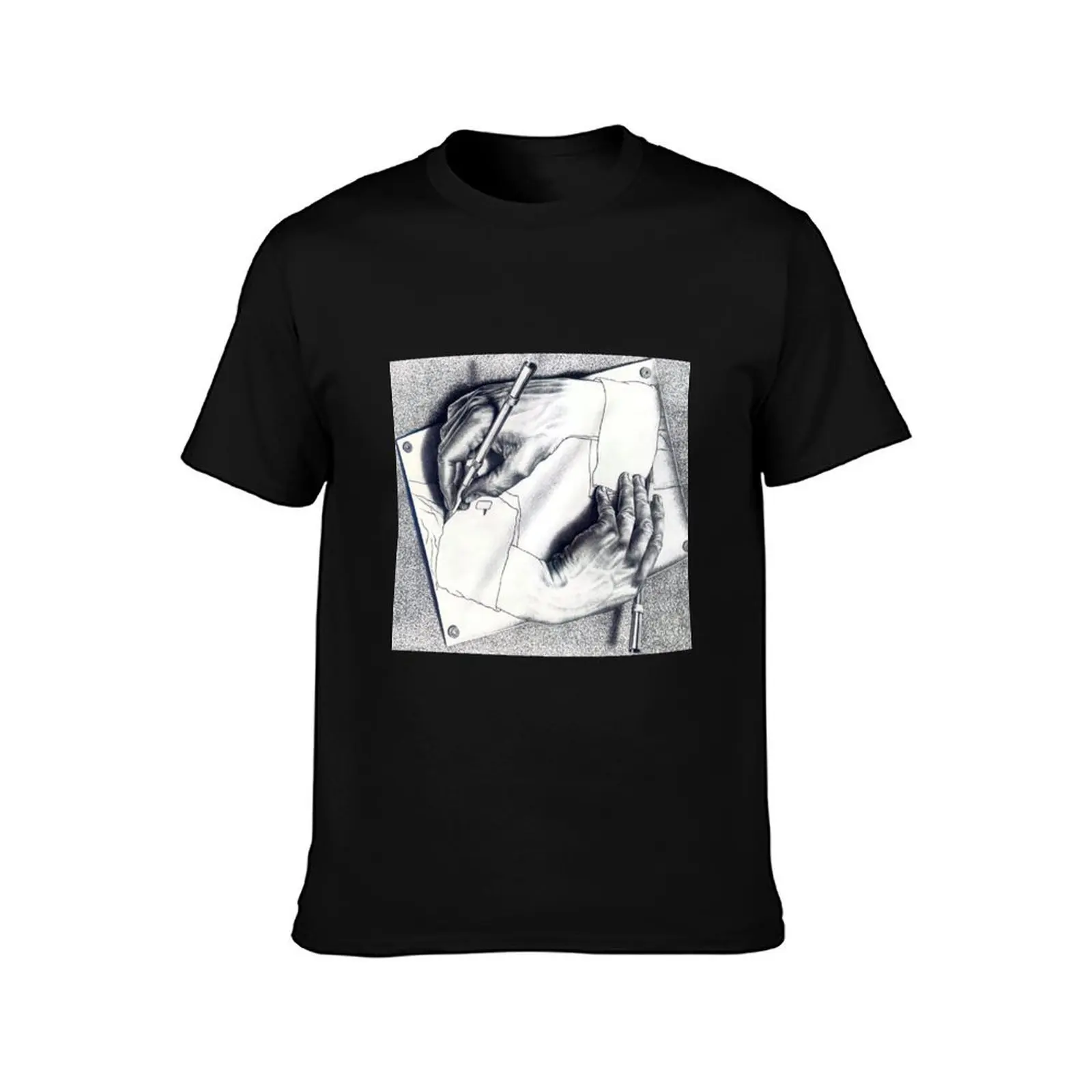 Drawing Hands by M.C. Escher T-Shirt Streetwear Print Tee Shirt T-Shirt