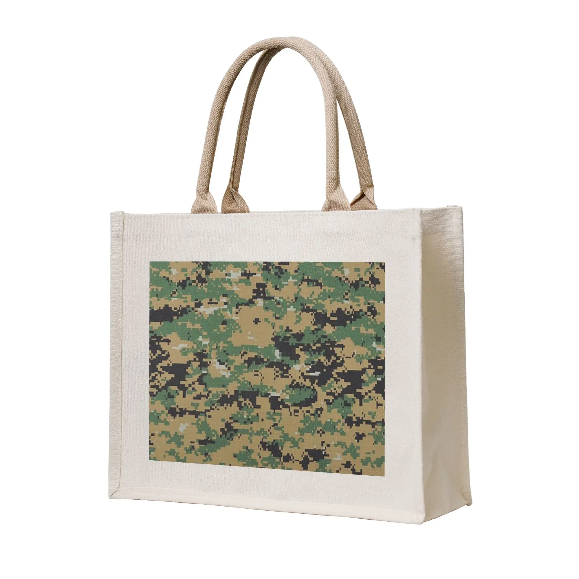 

Камуфляжная армейская сумка-тоут из холщовой ткани для покупок, многоразовая, для женщин, на плечо, дорожная сумка