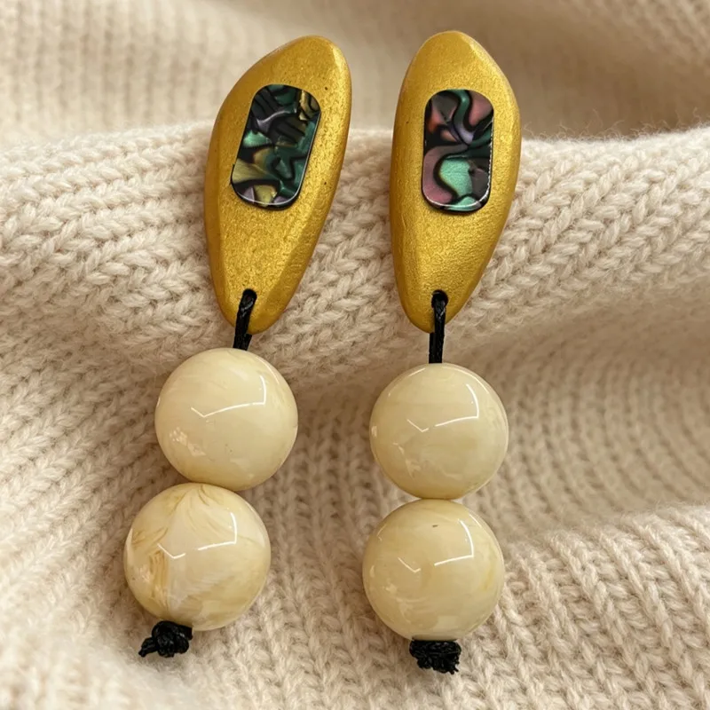 Vintage Big Statement Resin Geometric Ball Dangle Earrings For Women Personality New Pendientes