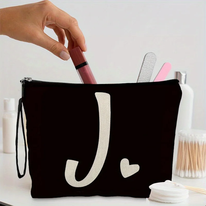 1 bolsa de cosméticos con cremallera con estampado de letras: una bolsa de almacenaje para maquillaje multifuncional y reutilizable, adecuada para viajes, vacaciones, viajes de negocios, fitness y actividades al aire libre, ideal como regalo de boda, regalo de cumpleaños, regalo de Navidad o regalo de aniversario