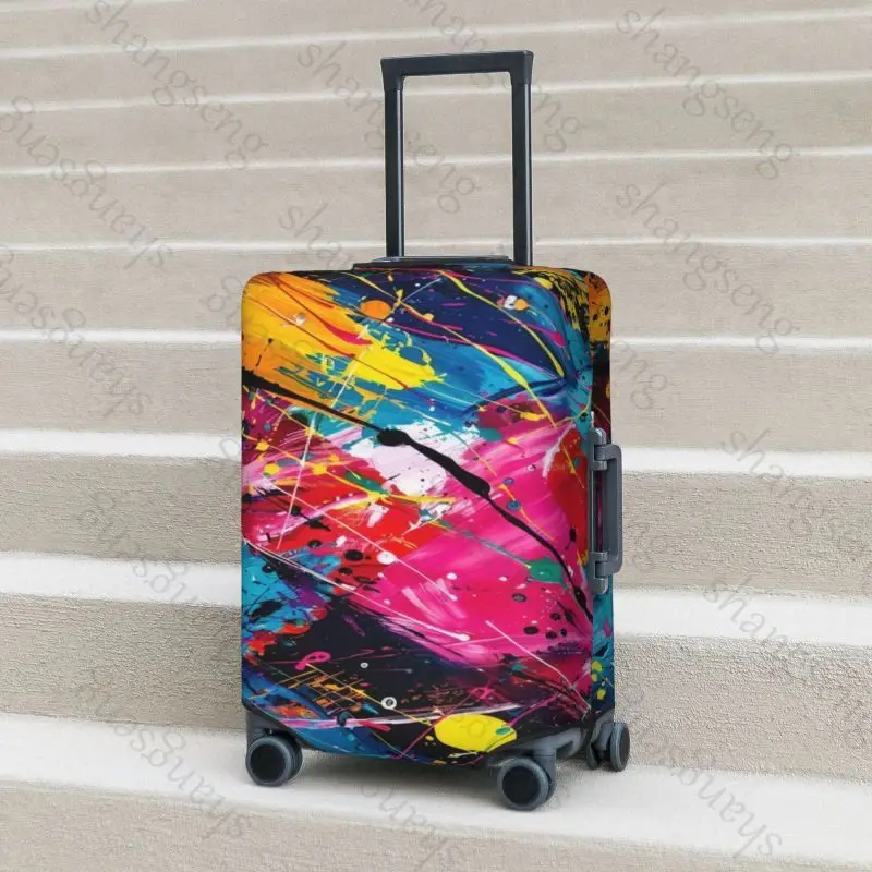 Rainbow paint splash Thicken Luggage Cover Elasticity Trolley dust cover Suitcase Protection Cover Suitcase Case Accessories