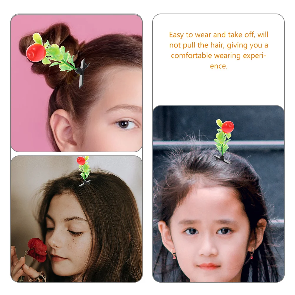 

30pcs Simulation Plant Hair Clip Green Leaf Sprout Mushroom Red Fruit Accessories Travel Gift