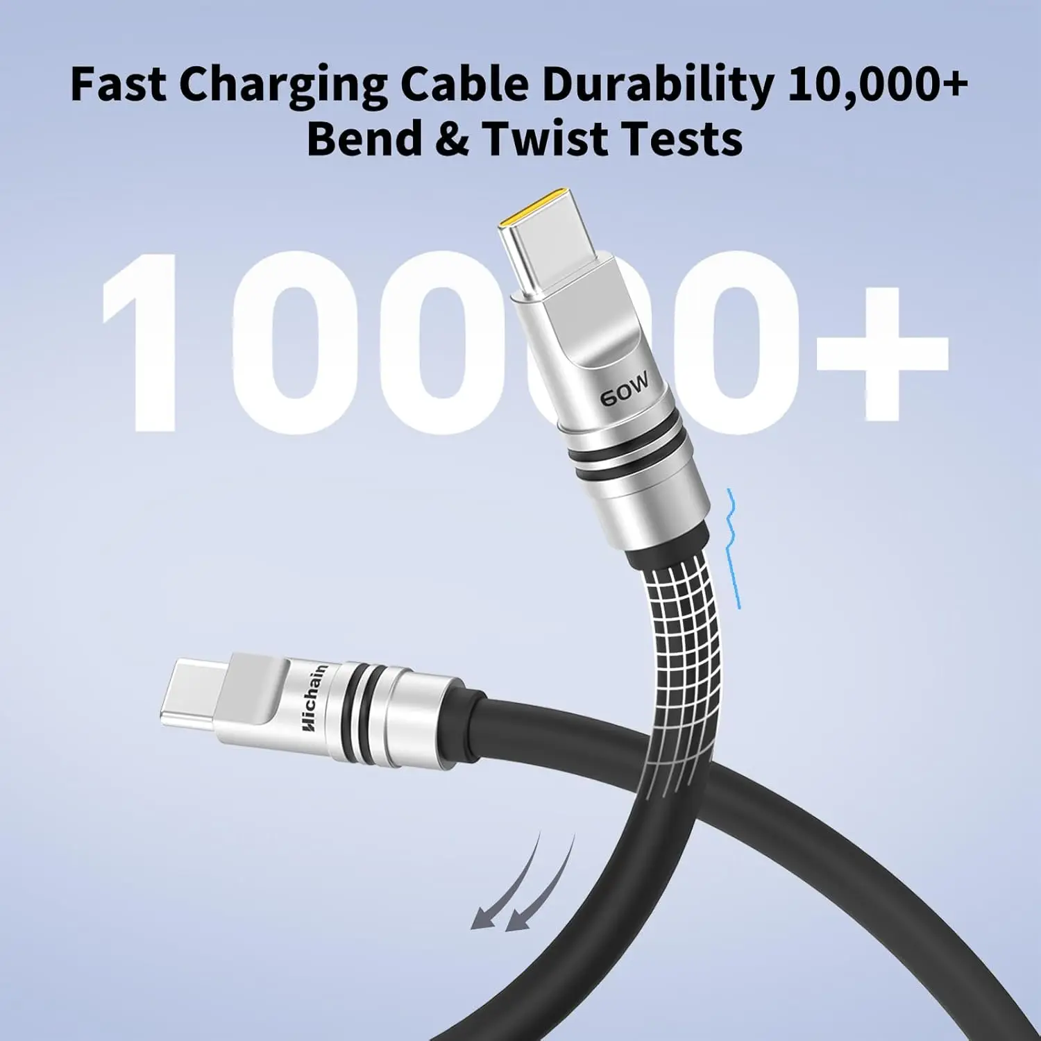 USB C To Type C Fast Charging Cable 60W For iphone Liquid Silicone USB C Phone Charging Cable For Xiaomi Laptop Tablets 1.2M/2M