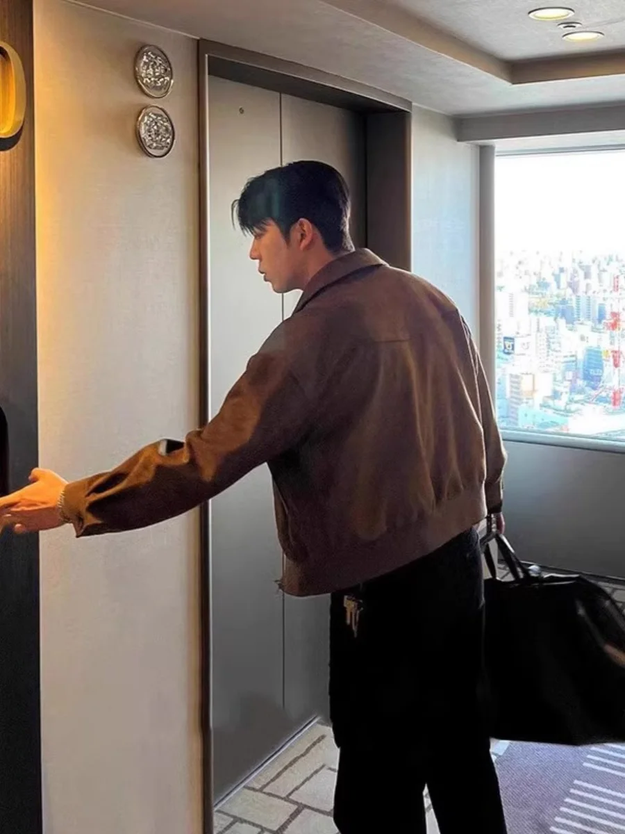 

Cleanfit American Sle Loose Мужская бархатная куртка из кожи оленя, весна-осень, модная, элитная, молодежная, безвредная, Long Sve Z...