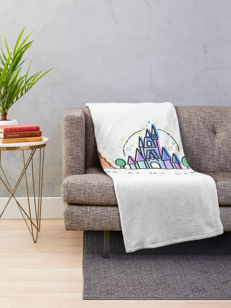 Meet me at my Happy Place Vector Orlando Theme Park Illustration Design Throw Blanket Giant Sofa Softest Blankets