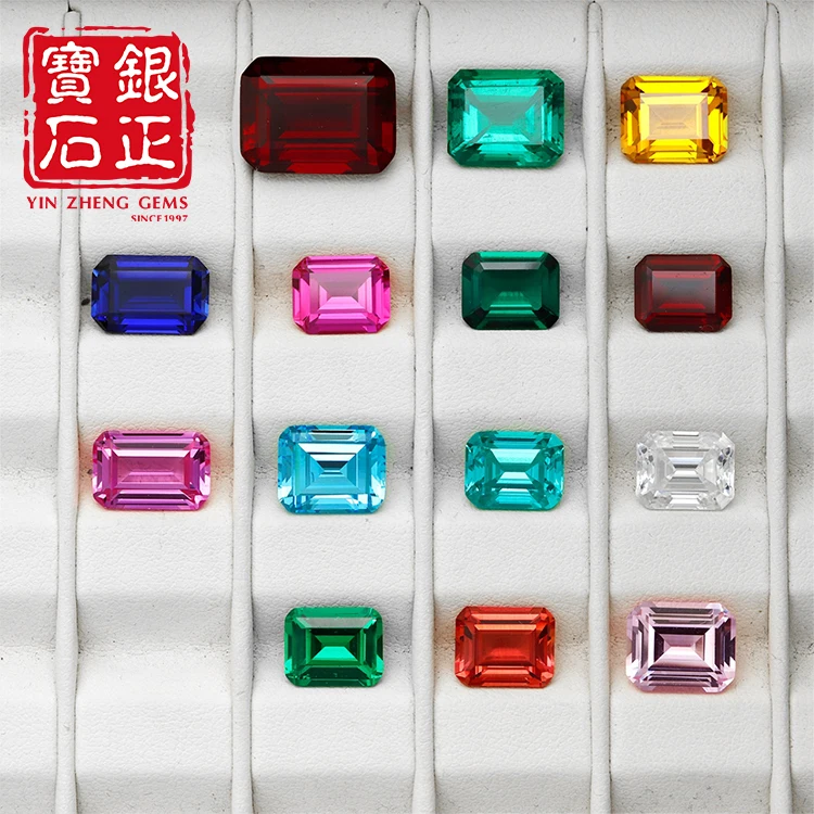 

Lab Grown Sapphire Emerald Cut Loose Gemstone High Quality DIY Charms Jewelry Rings Earring Making Selectable AGL Certificate