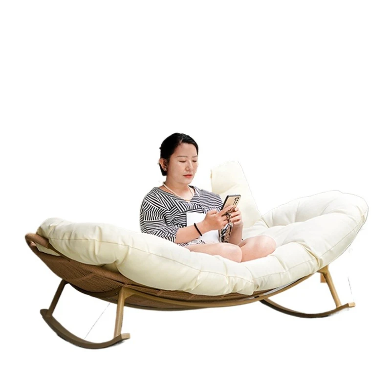 

Double rocking chair reclining chair household adult sleeping courtyard living room balcony rattan outdoor leisure rocking