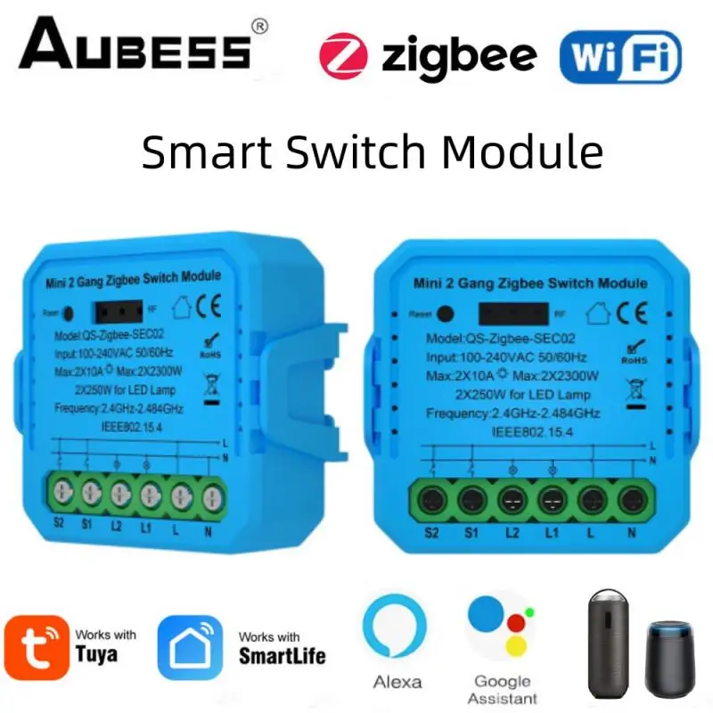 

Tuya WiFi/ZigBee Smart Switch Module Smart Home Mini DIY Light Breaker Works with Alexa Google Home Alice Neutral Wire Required