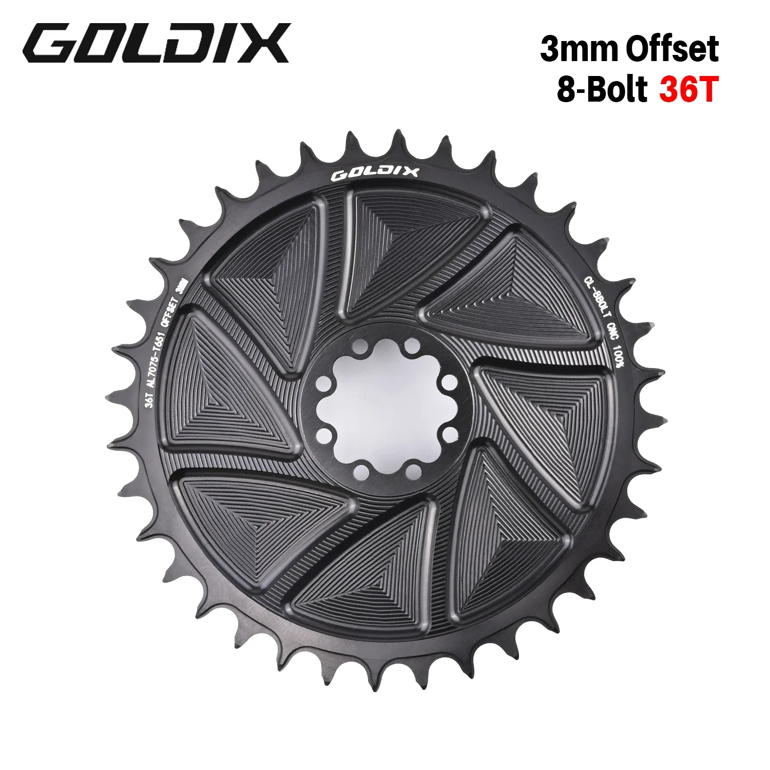 GOLDIX 8-Loch-Direct-Mount-AERO-Fahrradkettenblatt, schmal-breit, CNC-gefrästes Aluminium-Kettenrad für Rennrad- und MTB-Kurbelgarnituren