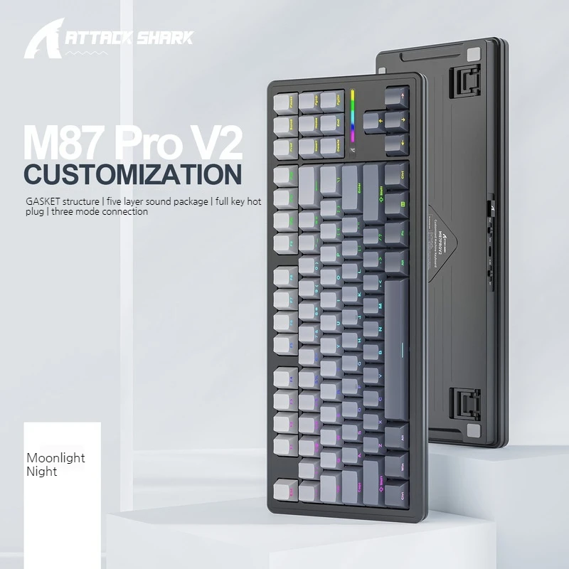 Attack Shark M87 Prov2 Three Modes Rgb Light Wireless Bluetooth Mechanical Keyboard Hot Plug Gradient Sidecut GameEsportKeyboard - Image 6