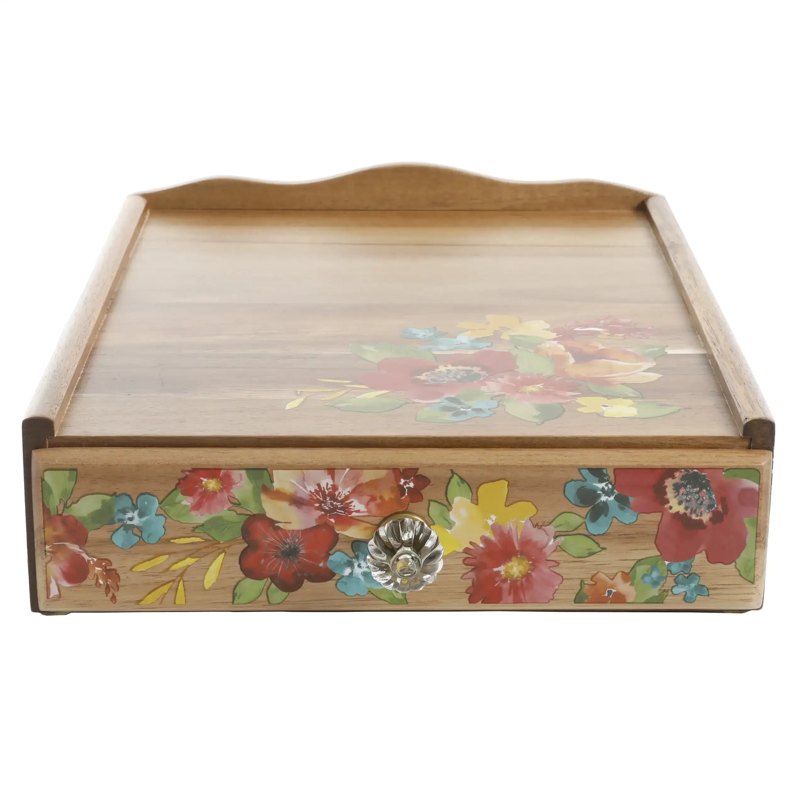 منظم كبسولات القهوة الخشبية المكونة من 4 أقسام، تصميم زهور لتخزين كوب K وديكور سطح الطاولة #5