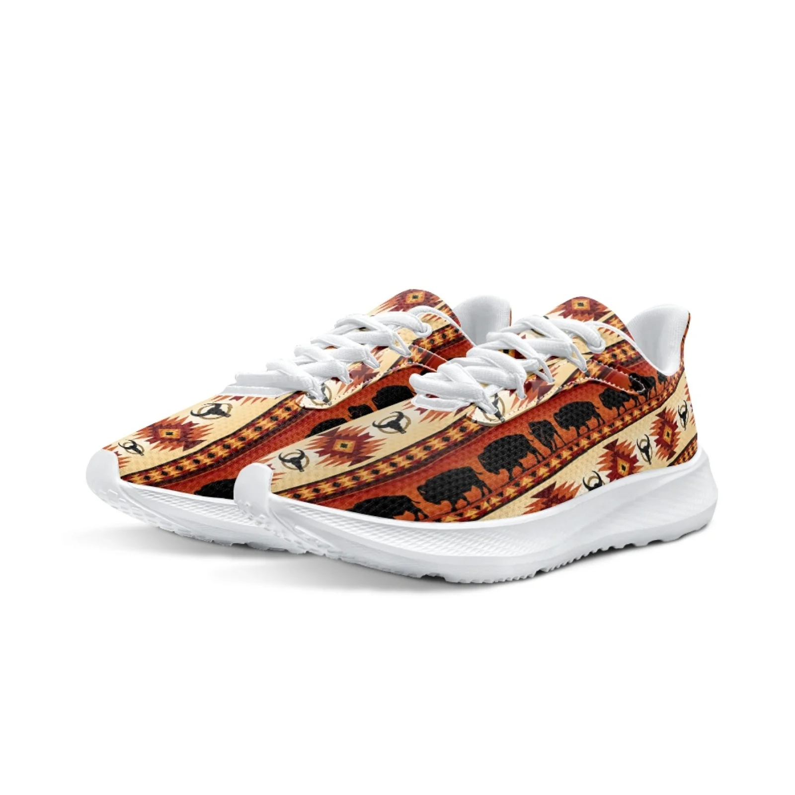 INSTANTARTS Ethnic Tribal Women's Running Shoes Comfortable Breathable Tribal Cattle Sports Shoes Aztec Printed Casual Sneaker