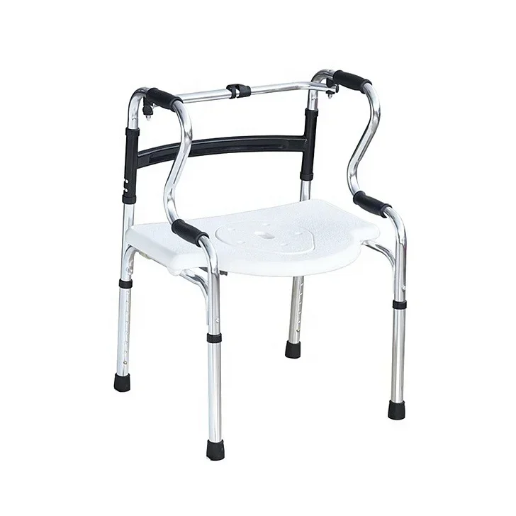 

Aluminum shower chair with handrail, small bathing seat with armrest secure hand for the disabled old patient