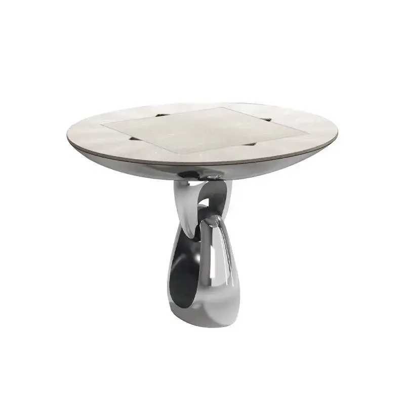 Light luxury high-end multi-functional chess and card table leather art modern designer creative entertainment stainless