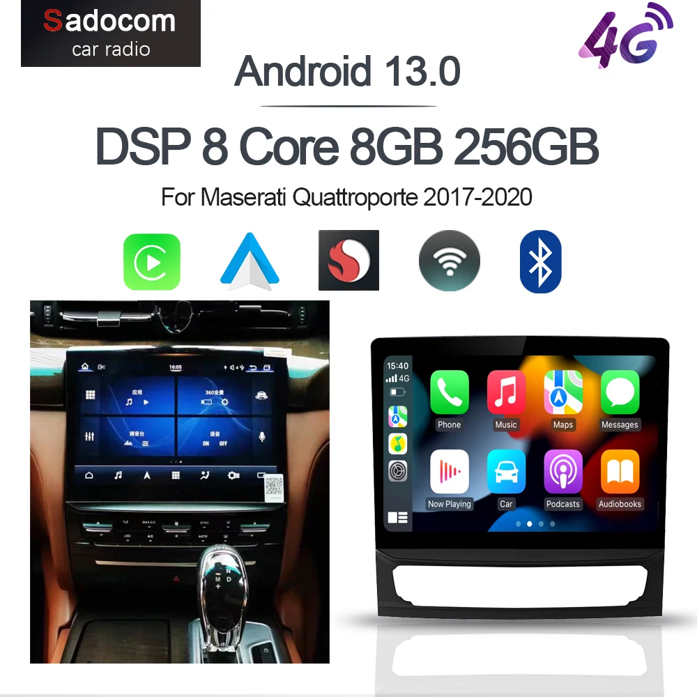 

DSP IPS 1280*800 Carplay 10.26" Android 13.0 8GB+128GB Car Player GPS WIFI Radio navigation For Maserati Quattroporte 2017-2020