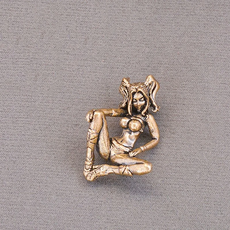 Brass Ponytail Beauty Girl Figurines Miniatures Desktop Ornaments Retro Metal Characters Model Crafts Home Decorations Accessory