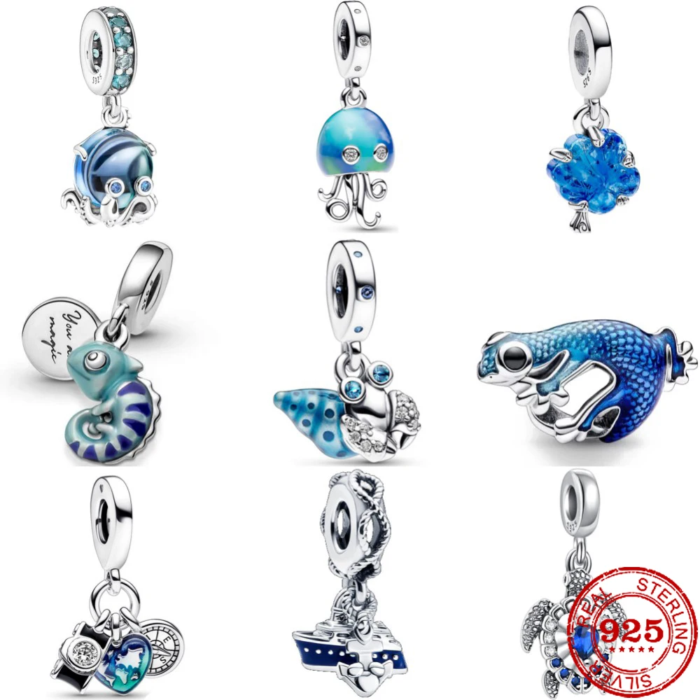 

New 925 Sterling Silver Frog jellyfish octopus conch Pendant Charm Bead fit Original Pandora Bracelet Trinket DIY Women Jewelry